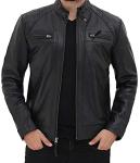 Men's Quilted Lambskin Leather Biker Jacket