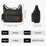 Eshow Men's Retro Canvas Messenger Bag - Black