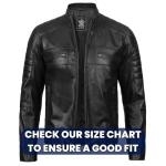 Men's Black Cafe Racer Leather Biker Jacket