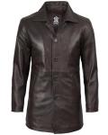 Men's Brown Distressed Leather Quarter Length Jacket