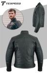 Texpeed Men's Leather Motorcycle Jacket with CE Armor
