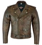 Men's Brown Leather Motorcycle Jacket with CE Armor