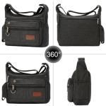 Eshow Men's Retro Canvas Messenger Bag - Black