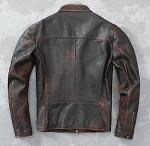 Vintage Black Distressed Leather Motorcycle Jacket - Medium