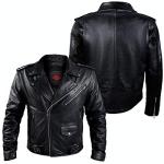 Men's Alpha Black Leather Motorcycle Jacket with Armor