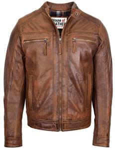 Men's Antique Brown Leather Biker Jacket