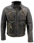 Men's Black Vintage Brando Leather Biker Jacket