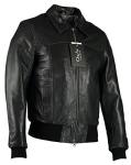 Charlie London Men's Black Leather Bomber Jacket
