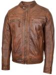 Men's Antique Brown Leather Biker Jacket