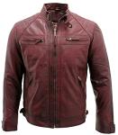 Men's Vintage Burgundy Leather Biker Jacket
