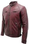 Men's Vintage Burgundy Leather Biker Jacket
