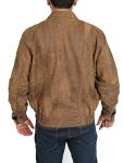 Men's Brown Blouson Bomber Leather Jacket (XL)