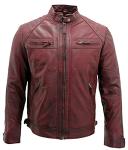 Men's Vintage Burgundy Leather Biker Jacket
