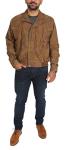 Men's Brown Blouson Bomber Leather Jacket (XL)
