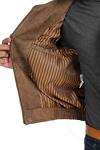Men's Brown Blouson Bomber Leather Jacket (XL)