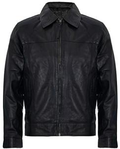 Men's Classic Black Genuine Leather Harrington Jacket