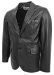 Men's Black Real Leather Blazer Jacket 