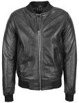 Men's Black Real Leather Bomber Jacket
