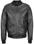 Men's Black Real Leather Bomber Jacket