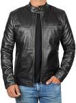 Men's Black Biker Leather Jacket - 2XL