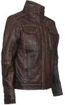 Men's Vintage Brown Leather Biker Jacket