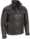 Men's Black Leather Jacket with Rivets 