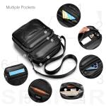 Men's Small Leather Crossbody Bag - Black