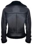 Men's Black Retro Shearling Leather Biker Jacket XL