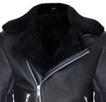 Men's Black Retro Shearling Leather Biker Jacket XL