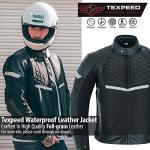 Men's Waterproof Leather Motorcycle Jacket with CE Armor