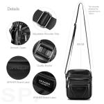 Men's Small Leather Crossbody Bag - Black