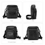 Men's Small Leather Crossbody Bag - Black