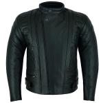 Men's Black Leather Motorcycle Jacket with CE Armor