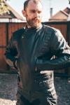 Men's Black Leather Motorcycle Jacket with CE Armor