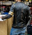 Men's Distressed Black Leather Cafe Racer Jacket