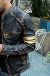 Men's Distressed Black Leather Cafe Racer Jacket