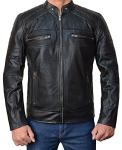 Men's Vintage Leather Diamond Quilted Jacket