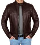 Men's Vintage Brown Cafe Racer Leather Jacket