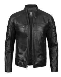 Vintage Cafe Racer Leather Jacket for Men 2XL