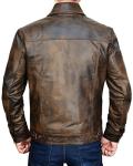 Men's Vintage Brown Leather Biker Jacket 4XL