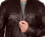Men's Vintage Brown Cafe Racer Leather Jacket