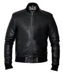 Charlie London Slim Fit Leather Bomber Jacket