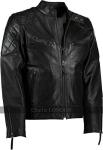 David Beckham Black Leather Biker Jacket for Men