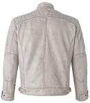 Men's Vintage Grey Leather Biker Jacket - XX-Large