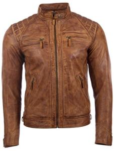 Men's Real Leather Crosshatch Fashion Jacket, 6XL
