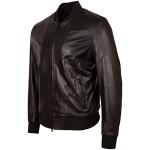 Men's Black Leather Bomber Jacket