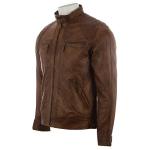 Men's Real Leather Crosshatch Fashion Jacket, 6XL