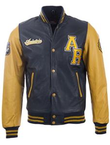 Men's Leather Baseball Varsity Bomber Jacket XL