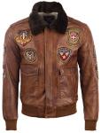 Men's Leather Aviator Bomber Jacket - 5XL