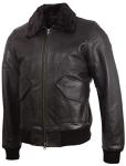 Men's Black Leather Aviator Bomber Jacket - 2XL